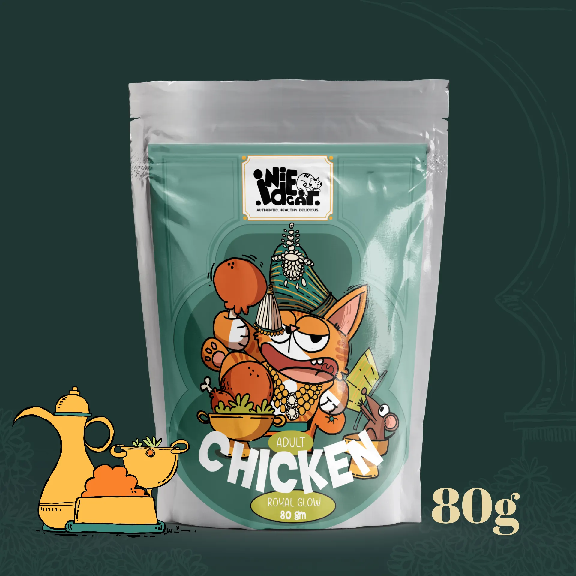 Indiecat Adult Chicken Royal Glow (5 X 80g packet) in Tiruvallur - Pet Products Online