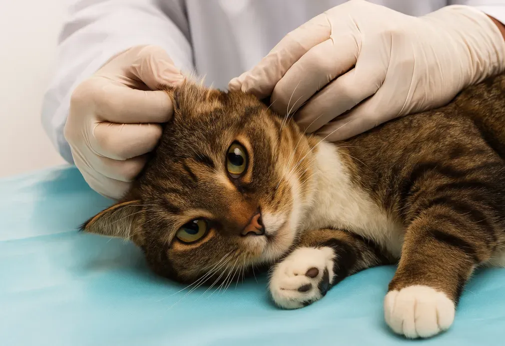 Cat with ear mites