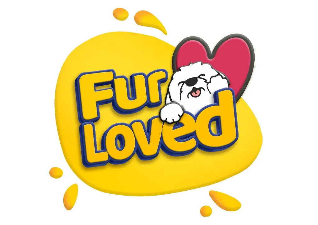 Fur Loved logo with a white dog heart and yellow and blue text