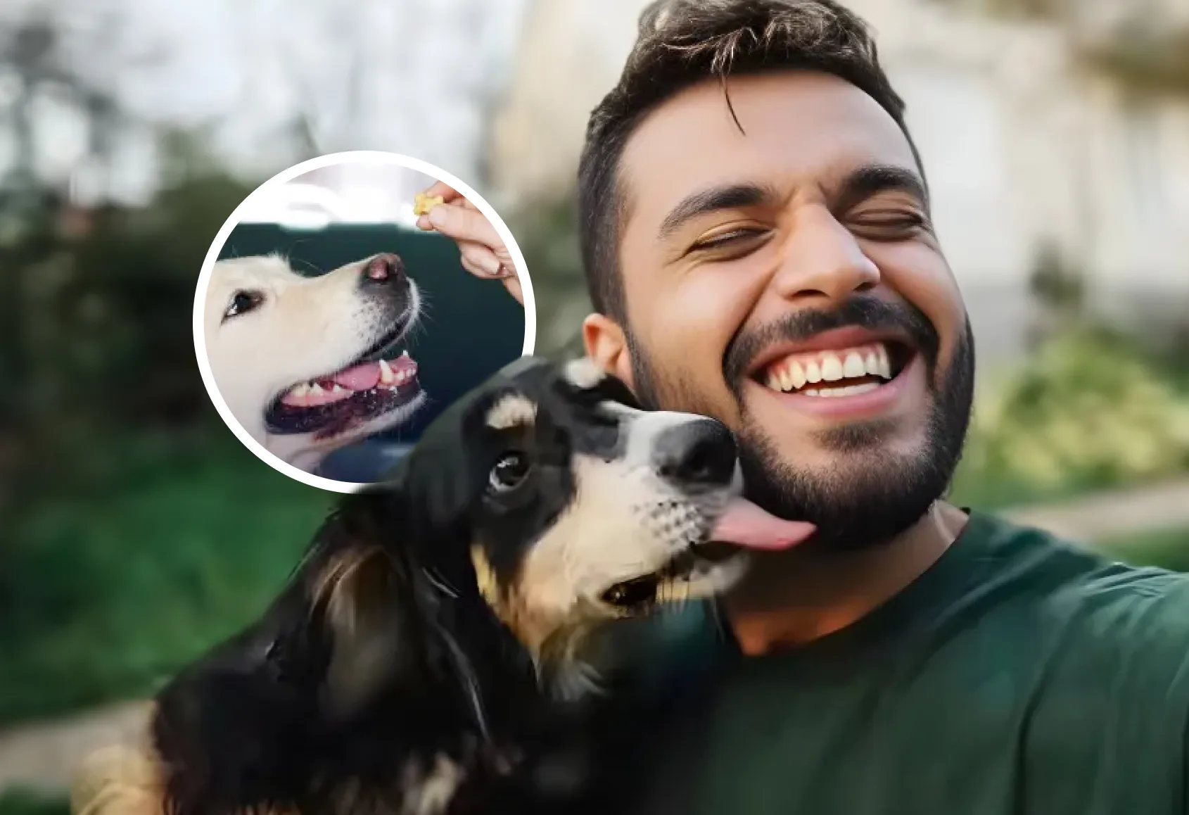 man playing with a dog