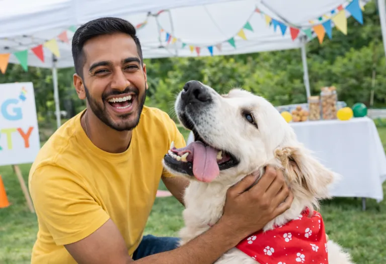 Happy face human with Pet