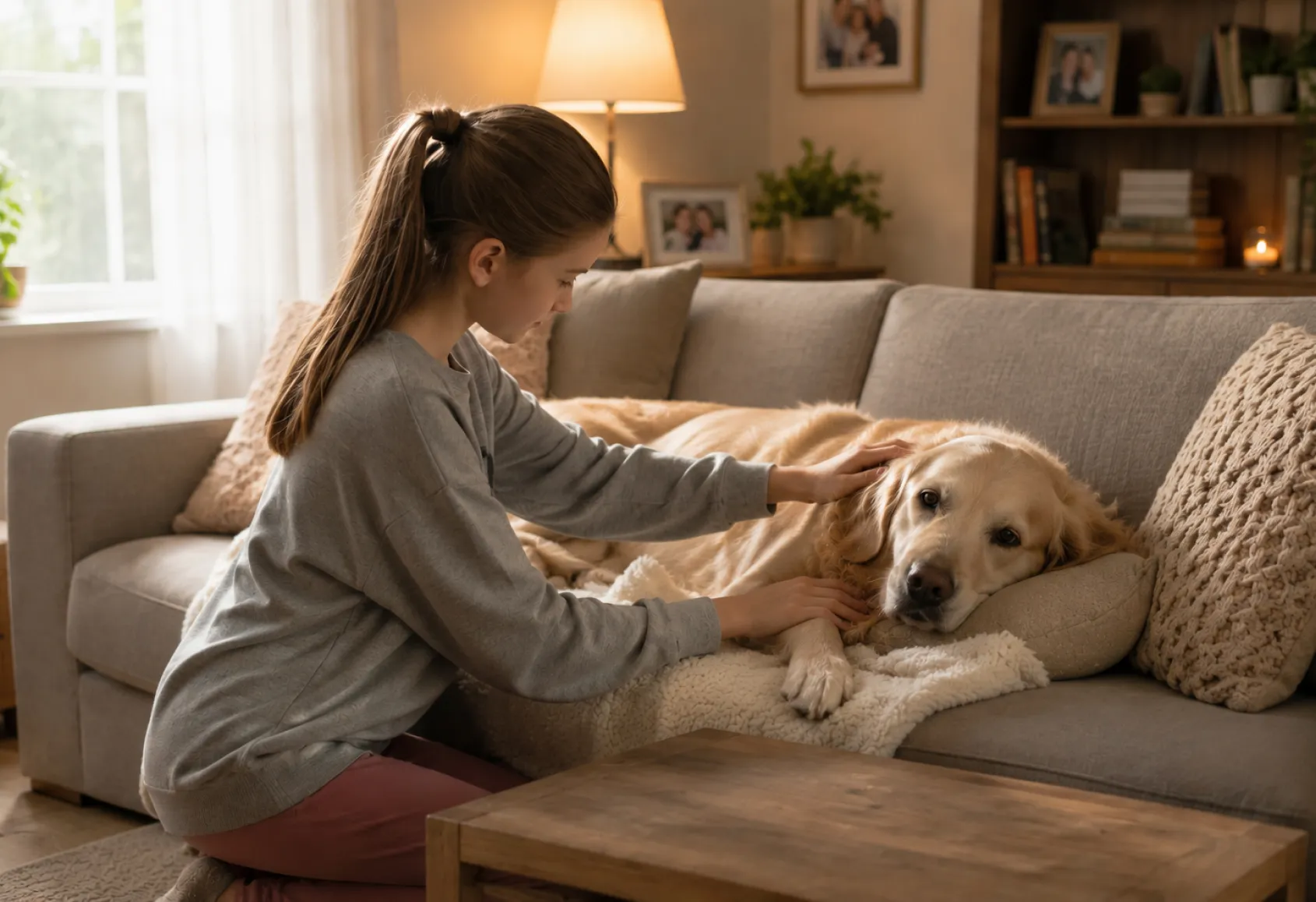 Pet parent observing her dog